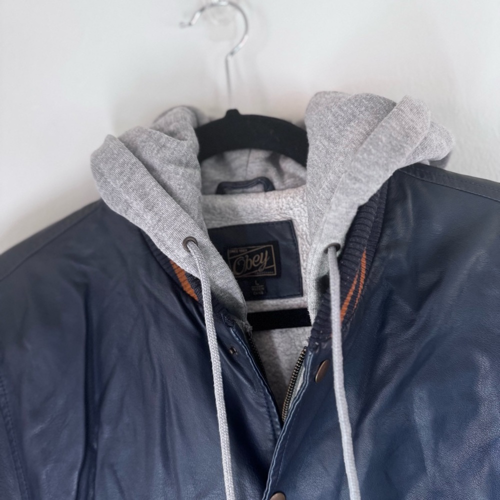 Obey Black Bomber Jacket with Gray full zip Hoodie - Picture 2 of 7